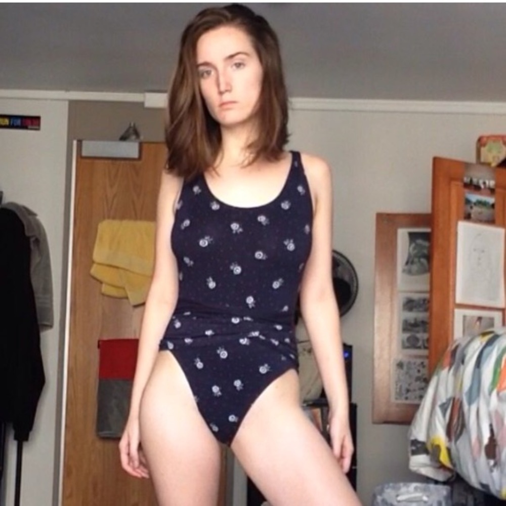 80s aerobic bodysuit dark blue size medium